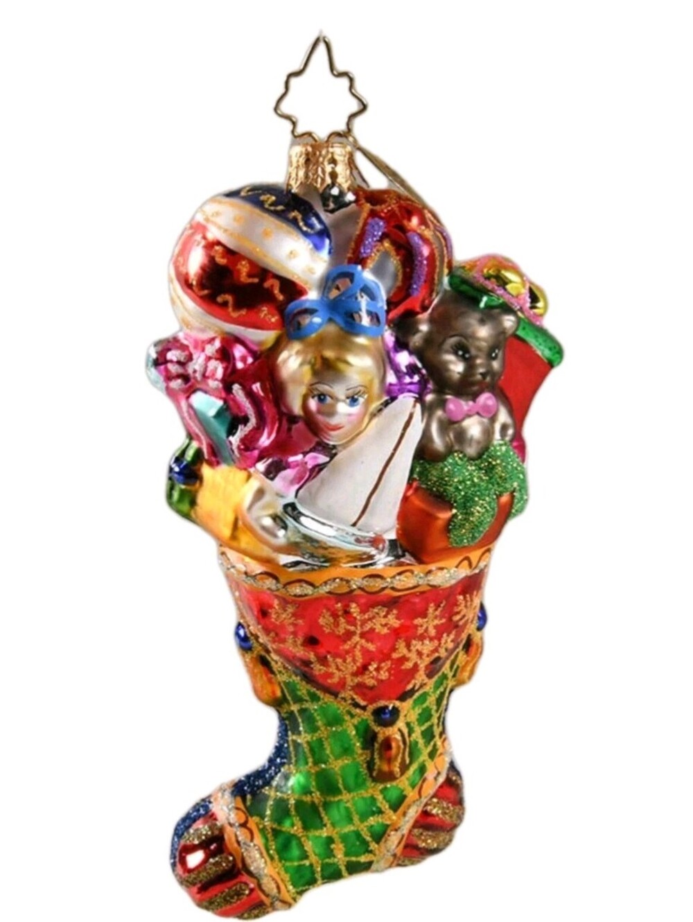 Christopher Radko '06 Elegantly Stocked Stocking Glass 6" Ornament, MINT W/BOX!